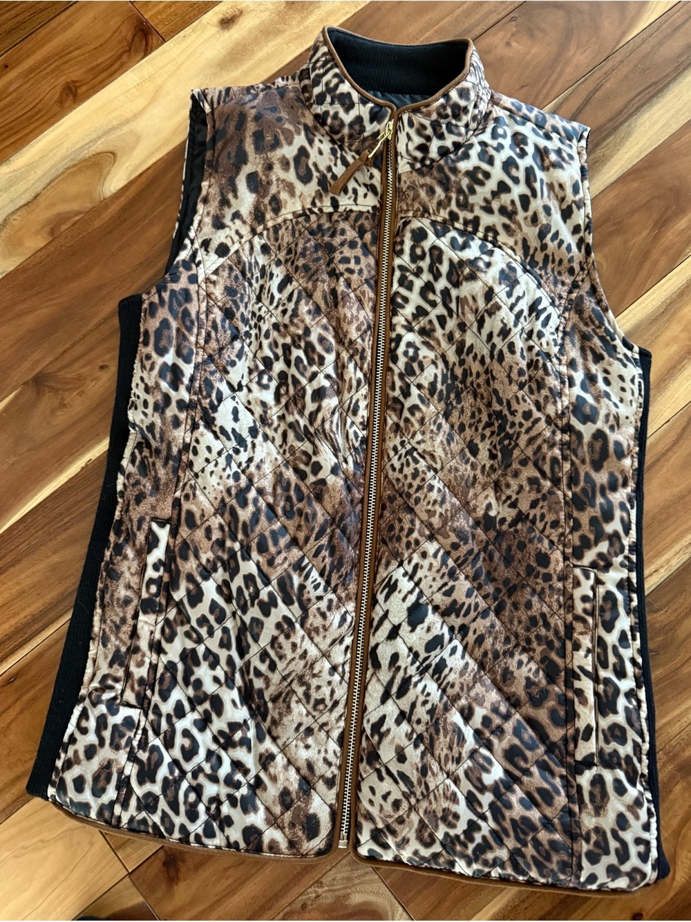 Rafaella Weekend Leopard Print Quilted Vest